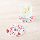 Dessous De Verre En Grès Peine coupée en papier chinoise en rouge (Côté)