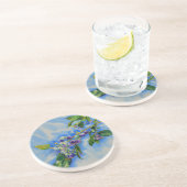 Dessous De Verre En Grès peinture à l'aquarelle de bleuet (Côté)