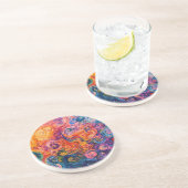 Dessous De Verre En Grès Peinture à l'huile de tourbillons psychédélique (Côté)