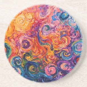Dessous De Verre En Grès Peinture à l'huile tourbillons psychédéliques