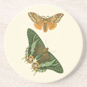 Dessous De Verre En Grès Peinture à papillon légèrement frontière