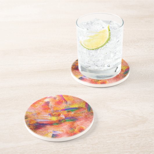 Dessous De Verre En Grès Peinture Abstraite Coucher de soleil infini (Côté)