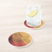 Dessous De Verre En Grès Peinture abstraite jaune rouge (Côté)