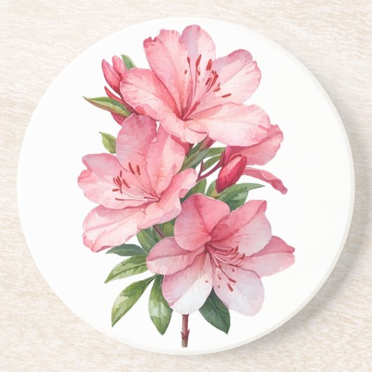 Dessous De Verre En Grès Peinture aquarelle de fleur d'azalée (Devant)