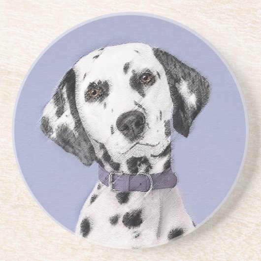 Dessous De Verre En Grès Peinture Dalmatienne - Cute Original Chien Art (Devant)