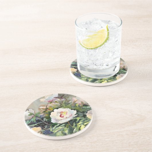 Dessous De Verre En Grès Peinture d'aquarelle des belles fleurs (Côté)