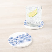 Dessous De Verre En Grès Peinture d'aquarelle fleurie bleu pastel (Côté)