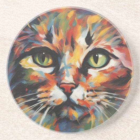 Dessous De Verre En Grès Peinture de chats (Devant)