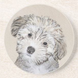Dessous De Verre En Grès Peinture de Chien Havanais - Cute Original Chien A