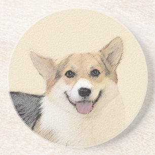 Dessous De Verre En Grès Peinture de Corgi Gallois de Pembroke - Art Canin