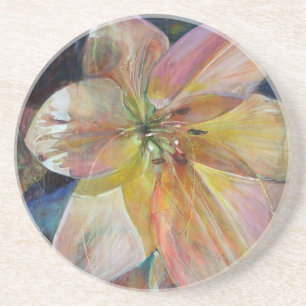 Dessous De Verre En Grès Peinture de fleurs "Translucence"