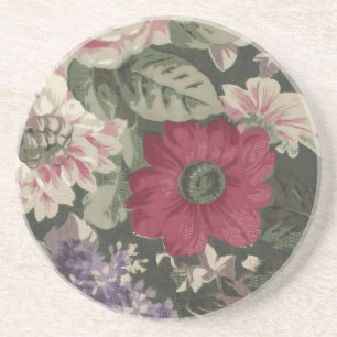 Dessous De Verre En Grès Peinture de fleurs vintage rouge rose bleu blanc