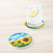 Dessous De Verre En Grès Peinture de tournesols (Côté)