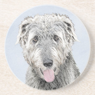 Dessous De Verre En Grès Peinture de Wolfhound irlandais - Joli art origina