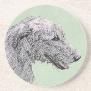 Dessous De Verre En Grès Peinture de Wolfhound irlandais - Joli art origina