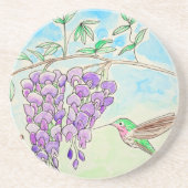 Dessous De Verre En Grès Peinture des colibris et des bactéries (Devant)