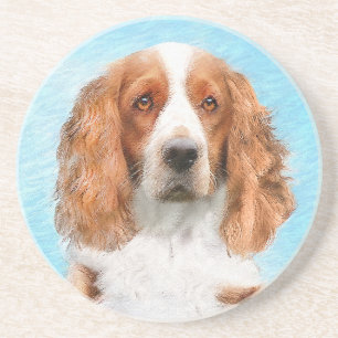 Dessous De Verre En Grès Peinture d'espagnol Welsh Springer - Art original 