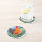Dessous De Verre En Grès Peinture d'oiseau Coq Poulet (Côté)