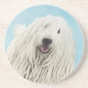 Dessous De Verre En Grès Peinture Komondor - Cute Original Chien Art