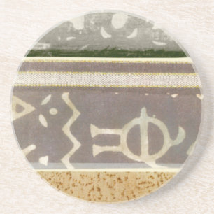 Dessous De Verre En Grès Peinture Motif Tribale contemporaine