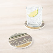 Dessous De Verre En Grès Peinture Motif Tribale contemporaine (Côté)