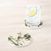 Dessous De Verre En Grès Peinture orientale de style, branches en bambou (Côté)
