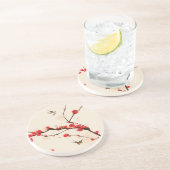 Dessous De Verre En Grès Peinture orientale de style, fleur au printemps 3 (Côté)