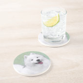 Dessous De Verre En Grès Peinture Samoyed - Cute Original Chien Art (Côté)
