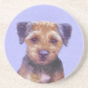 Dessous De Verre En Grès Peinture sur la frontière de Terrier - jolie art o