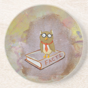 Dessous De Verre En Grès Peinture unique d'art de hibou d'art d'amusement