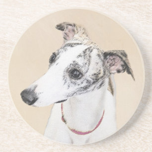 Dessous De Verre En Grès Peinture Whippet - Jolie art original chien