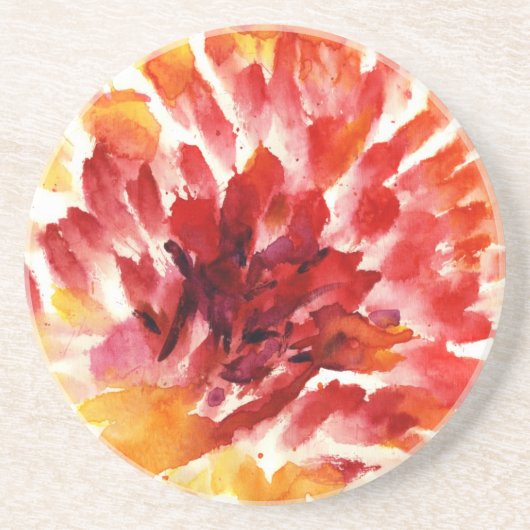 Dessous De Verre En Grès Peintures florales abstraites 5 d'aquarelle (Devant)