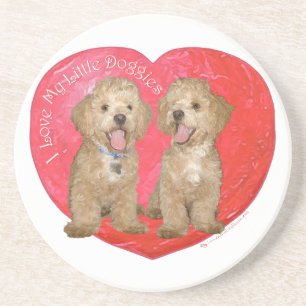 Dessous De Verre En Grès Pékinois / Croisement Caniche Saint-Valentin