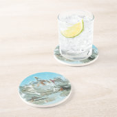 Dessous De Verre En Grès Pélicans blancs et amis noirs Abstraits (Côté)