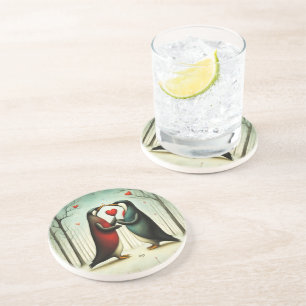 Dessous De Verre En Grès Penguin Love 2