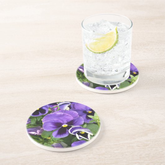 Dessous De Verre En Grès pensées violettes (Côté)