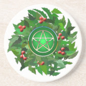 Dessous De Verre En Grès Pentacle avec couronne Holly (Devant)