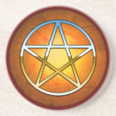 Dessous De Verre En Grès Pentacle de Feu Rouge (Devant)