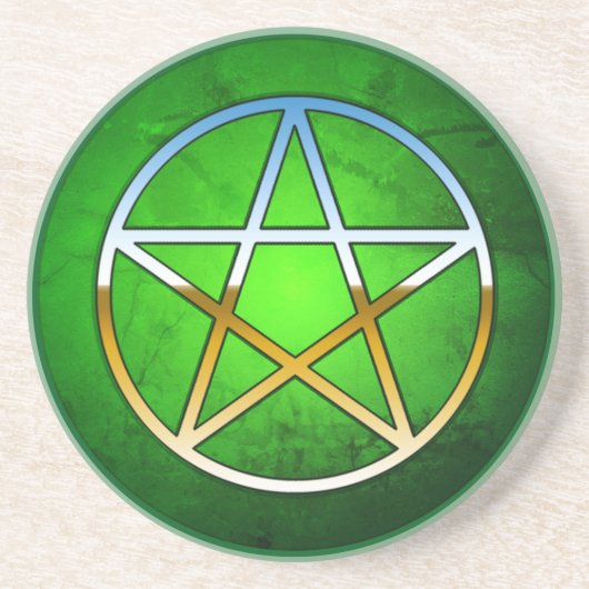 Dessous De Verre En Grès Pentacle Métallisé Vert Printemps (Devant)