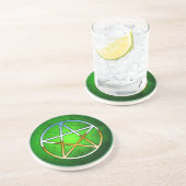 Dessous De Verre En Grès Pentacle Métallisé Vert Printemps (Côté)