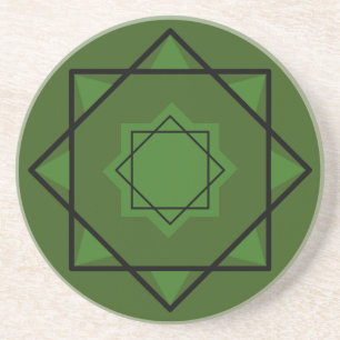Dessous De Verre En Grès Pentagones géométriques en mosaïque marocaine vert