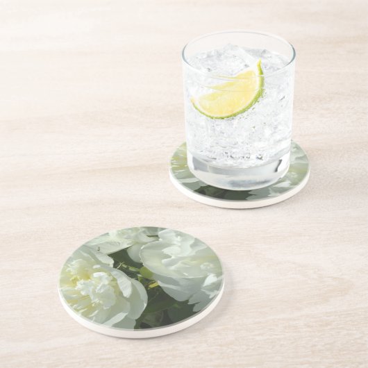 Dessous De Verre En Grès Peonies blanches (Côté)