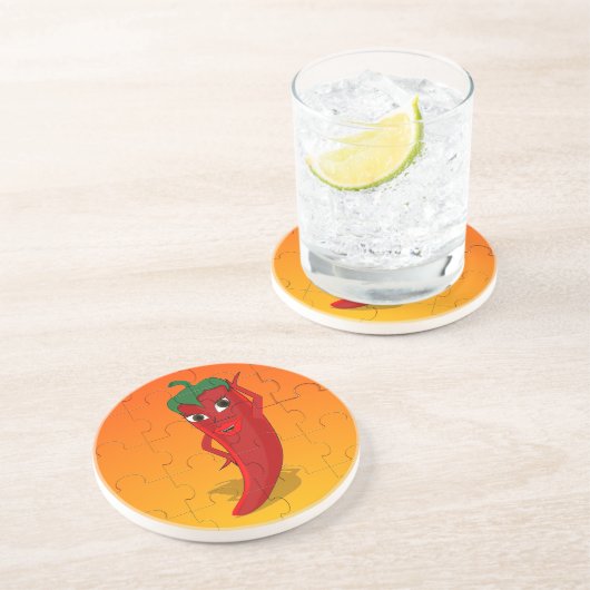 Dessous De Verre En Grès Pepper Rouge Diva Puzzle (Côté)