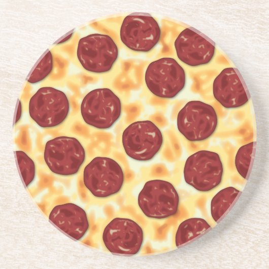 Dessous De Verre En Grès Pepperoni Pizza Motif (Devant)