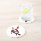 Dessous De Verre En Grès Père Noël Avec Chat Calico (Côté)