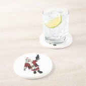 Dessous De Verre En Grès Père Noël Avec Chat Noir (Côté)