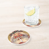 Dessous De Verre En Grès Père Noël avec la plume (Côté)