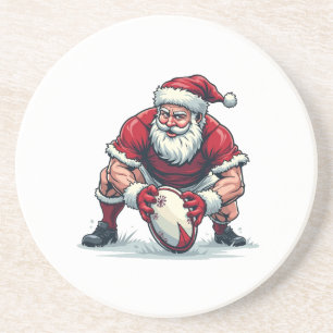 Dessous De Verre En Grès Père Noël jouant au football Fantasy Noël Joueur