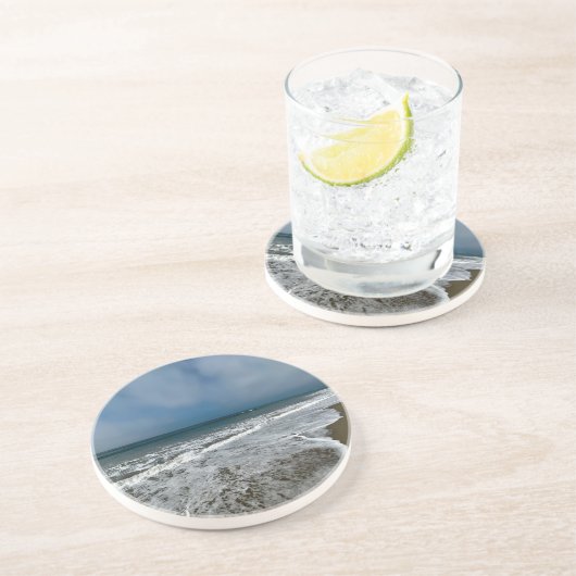 Dessous De Verre En Grès Père Noël Monica Beach en automne. (Côté)