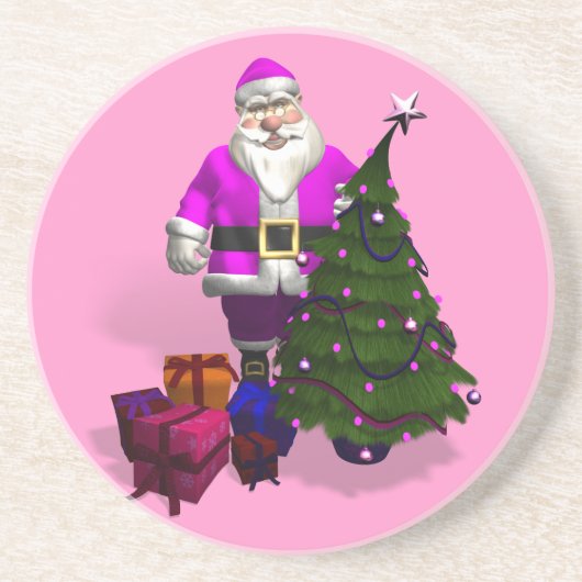 Dessous De Verre En Grès Père Noël rose (Devant)
